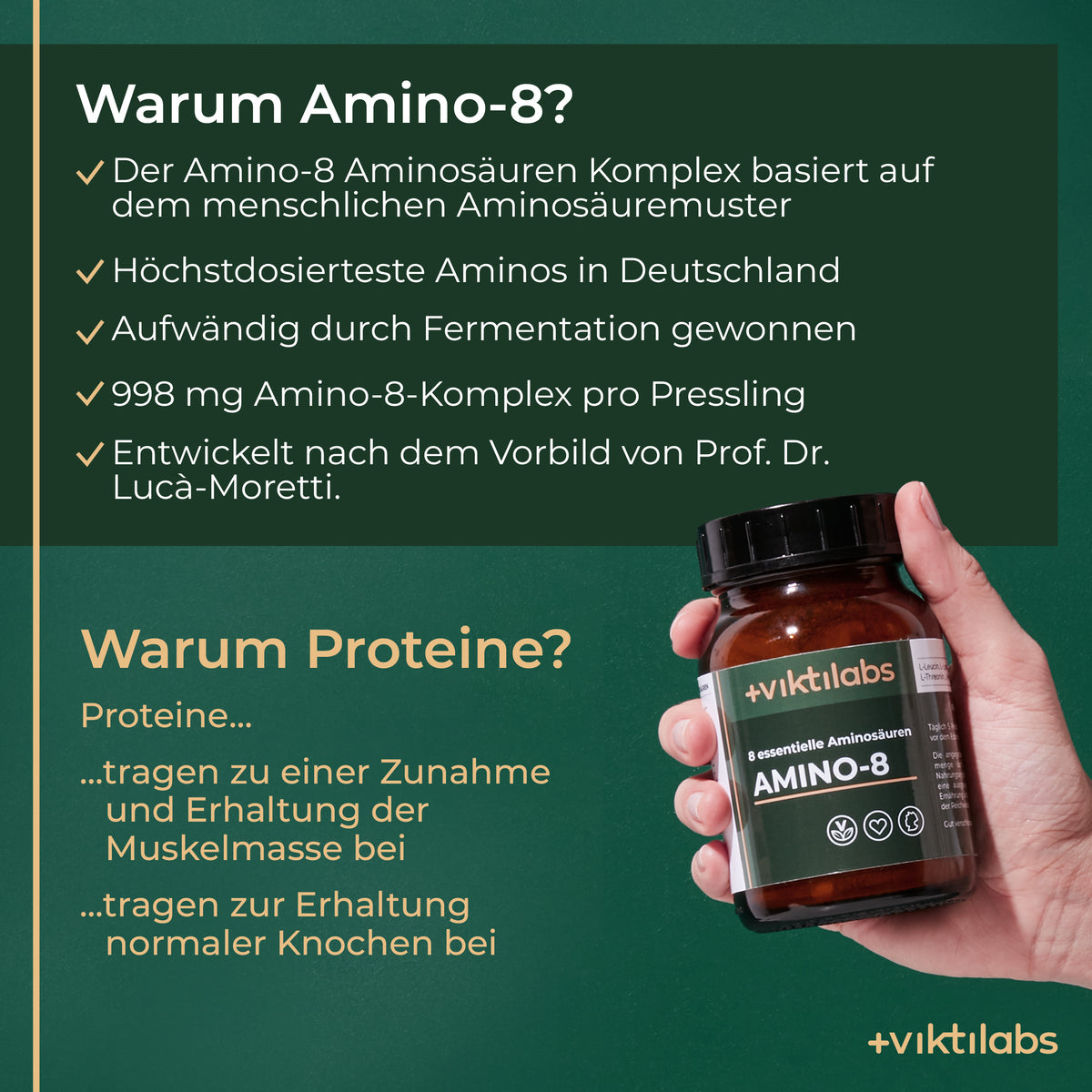 Amino 8: Perfekte Kombination aller essentiellen Aminosäuren nach  Prof. Dr. Lucà-Moretti