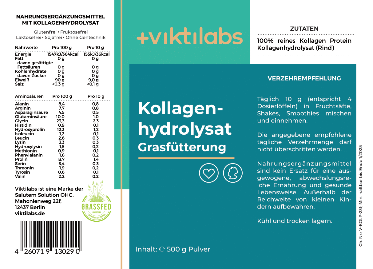 6 Packungen Kollagen aus Grasfütterung á 500g