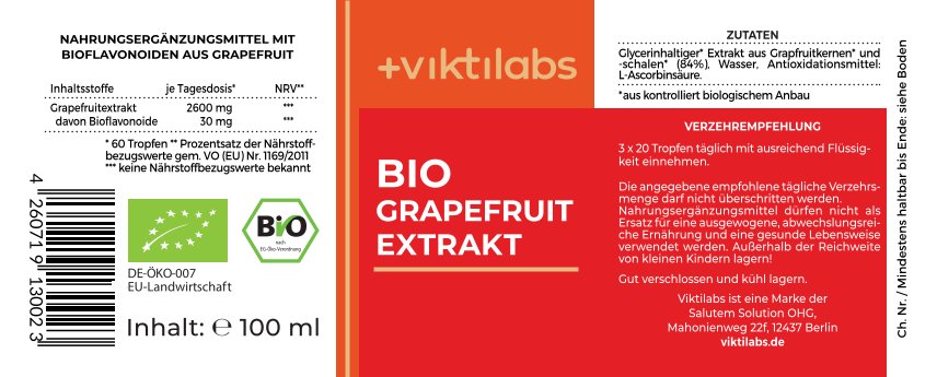 Bio Grapefruitextrakt mit natürlichen Bioflavonoiden - 100ml