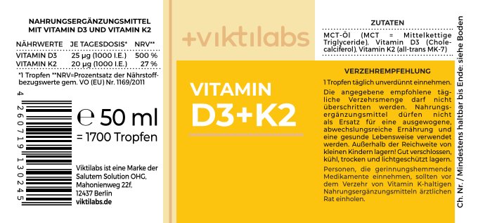 Produkt Label Vitamin D3 und K2