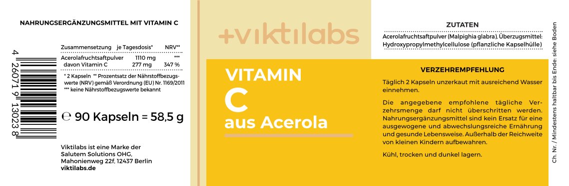 Vitamin C – natürlich aus der Acerolafrucht - 90 Kapseln