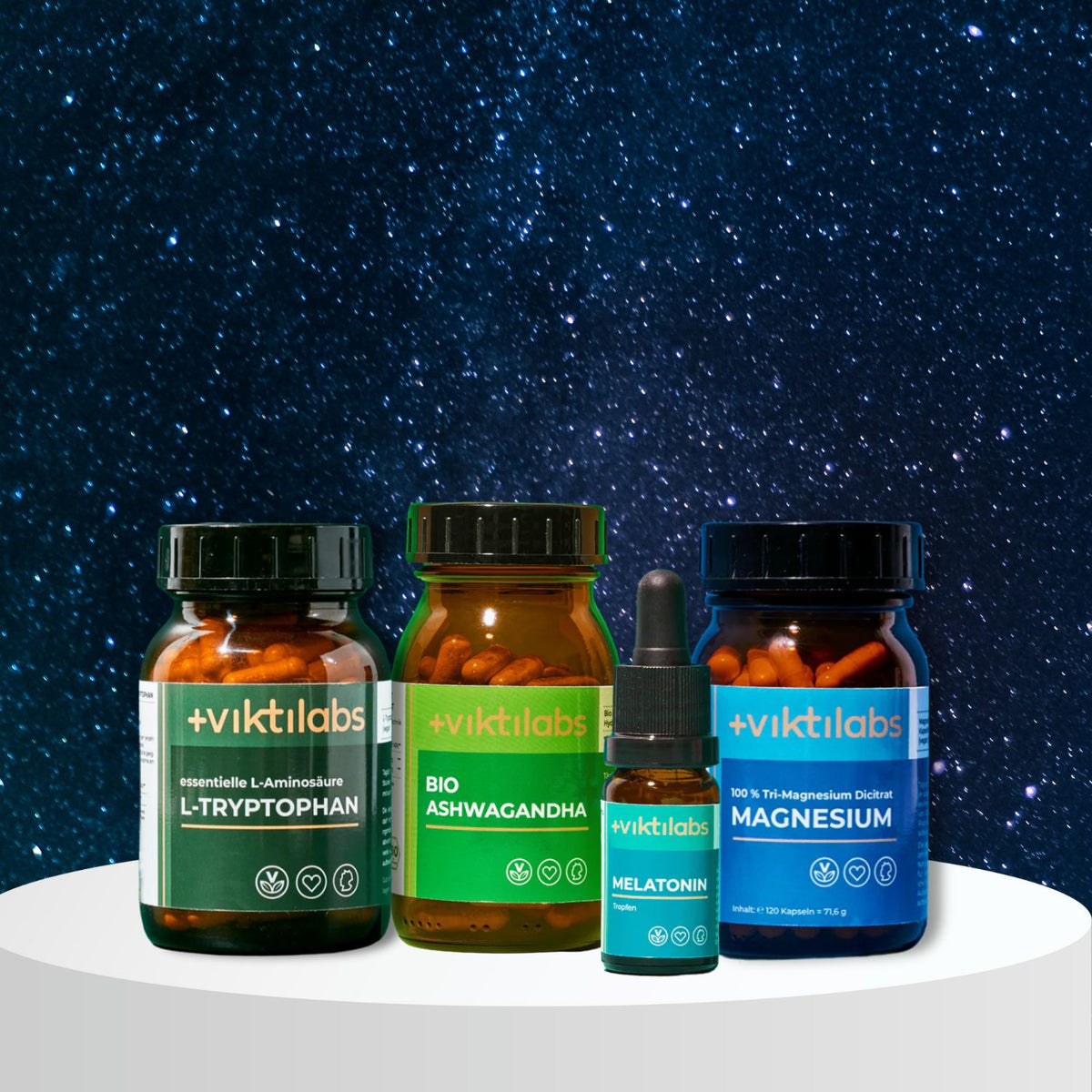 Schlummerzeit Paket: Melatonin, Ashwagandha, Magnesium, L-Tryptophan